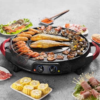 SOGA 2X 2  in 1 Electric Stone Coated Teppanyaki Grill Plate Steamboat Hotpot • LUZ-SteamboatR2RoundX2