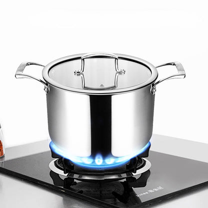 SOGA 26cm Stainless Steel Soup Pot Stock Cooking Stockpot Heavy Duty Thick Bottom with Glass Lid • LUZ-CasseroleTRISPE26