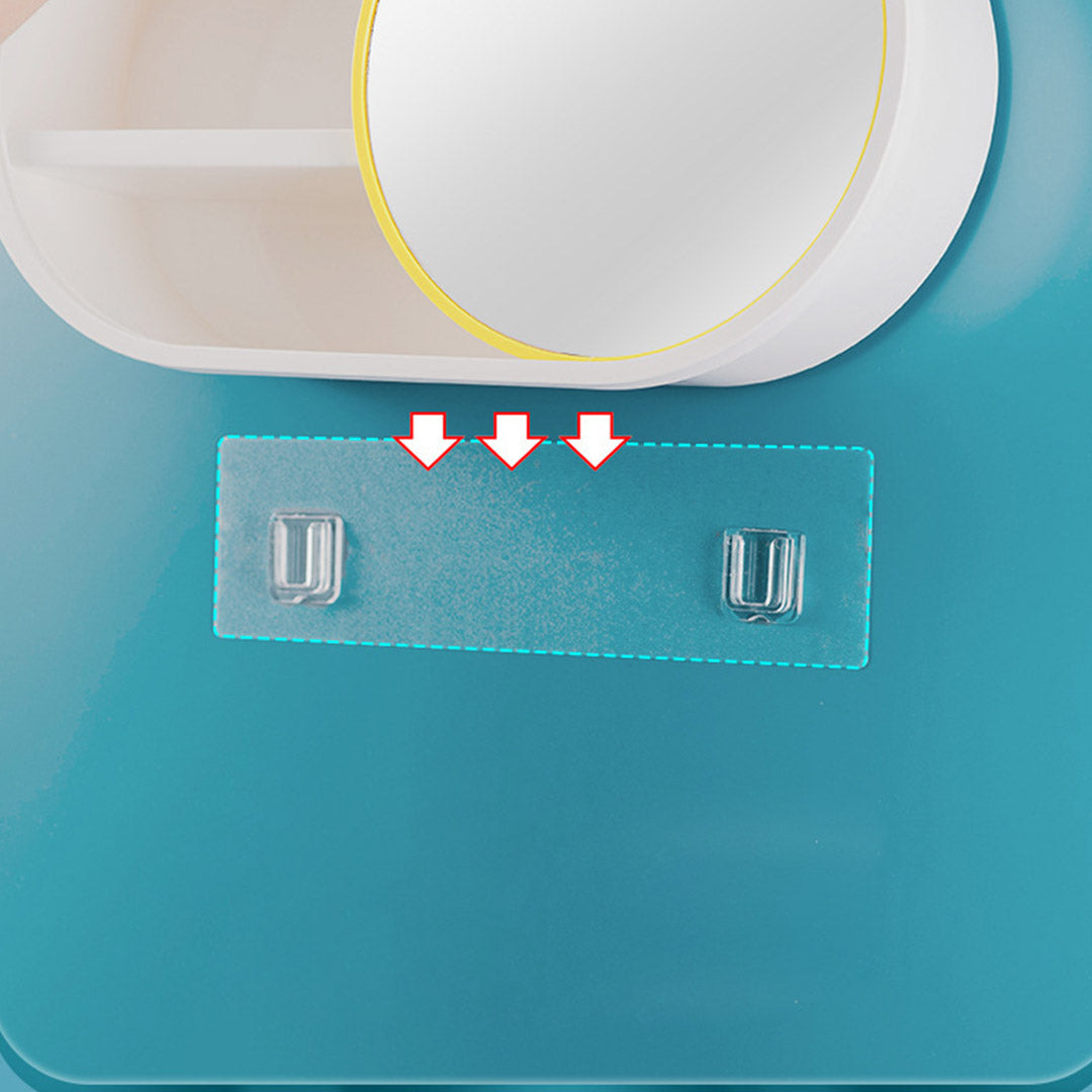 SOGA 2X 39cm Oval Wall-Mounted Mirror Storage Box Vanity Mirror Rack Bathroom Adhesive Shelf Home Organiser Decor • LUZ-BathG323X2