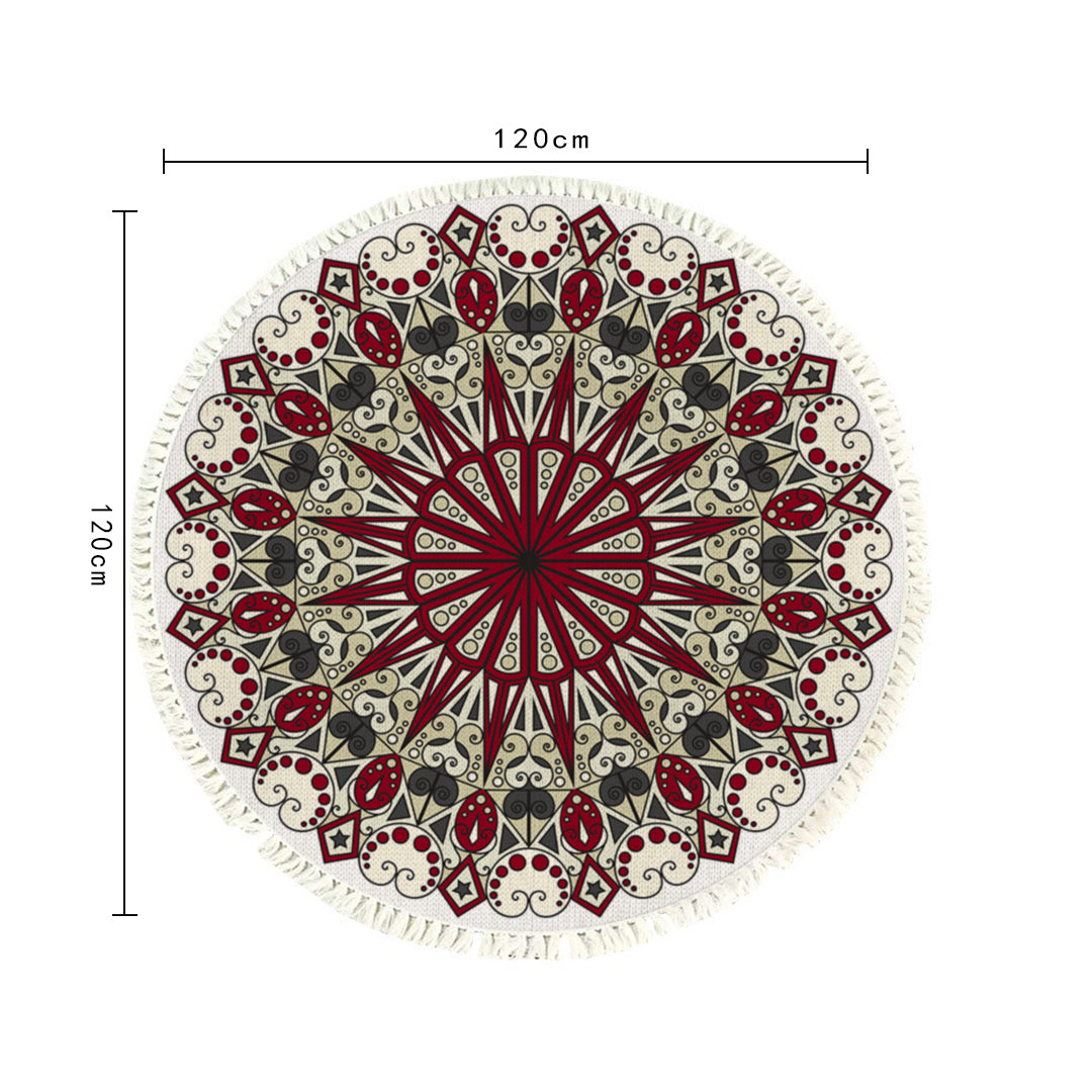 SOGA 120cm Mandala Modern Ethnic Tassel Print Anti-slip Doormat, Home Decor • LUZ-CarpetXLS13