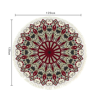 SOGA 120cm Mandala Modern Ethnic Tassel Print Anti-slip Doormat, Home Decor • LUZ-CarpetXLS13