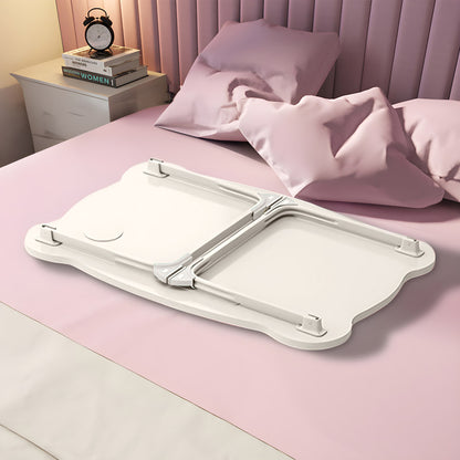 SOGA White Portable Bed Table Adjustable Folding Mini Desk With Mini Drawer and Cup-Holder Home Decor • LUZ-BedTableM666