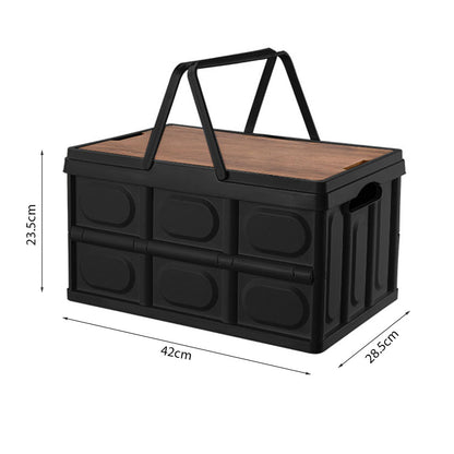 SOGA 34.5 cm 18L Black Car & Camping Foldable Storage Box Crate Stackable Container with Handle • LUZ-StorageBox3707