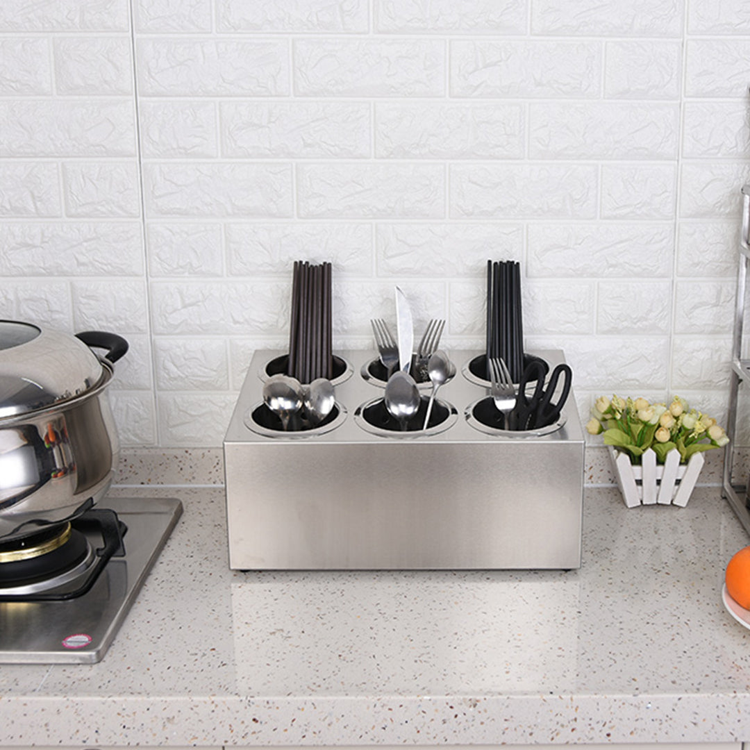 SOGA 18/10 Stainless Steel Commercial Conical Utensils Cutlery Holder with 6 Holes • LUZ-CutleryHolder4605