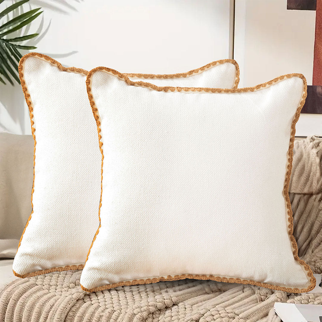 SOGA 2X 45cm Warm Wood Tone & Apricot Shell Edged Square Throw Pillow • LUZ-FrenchCushion234X2
