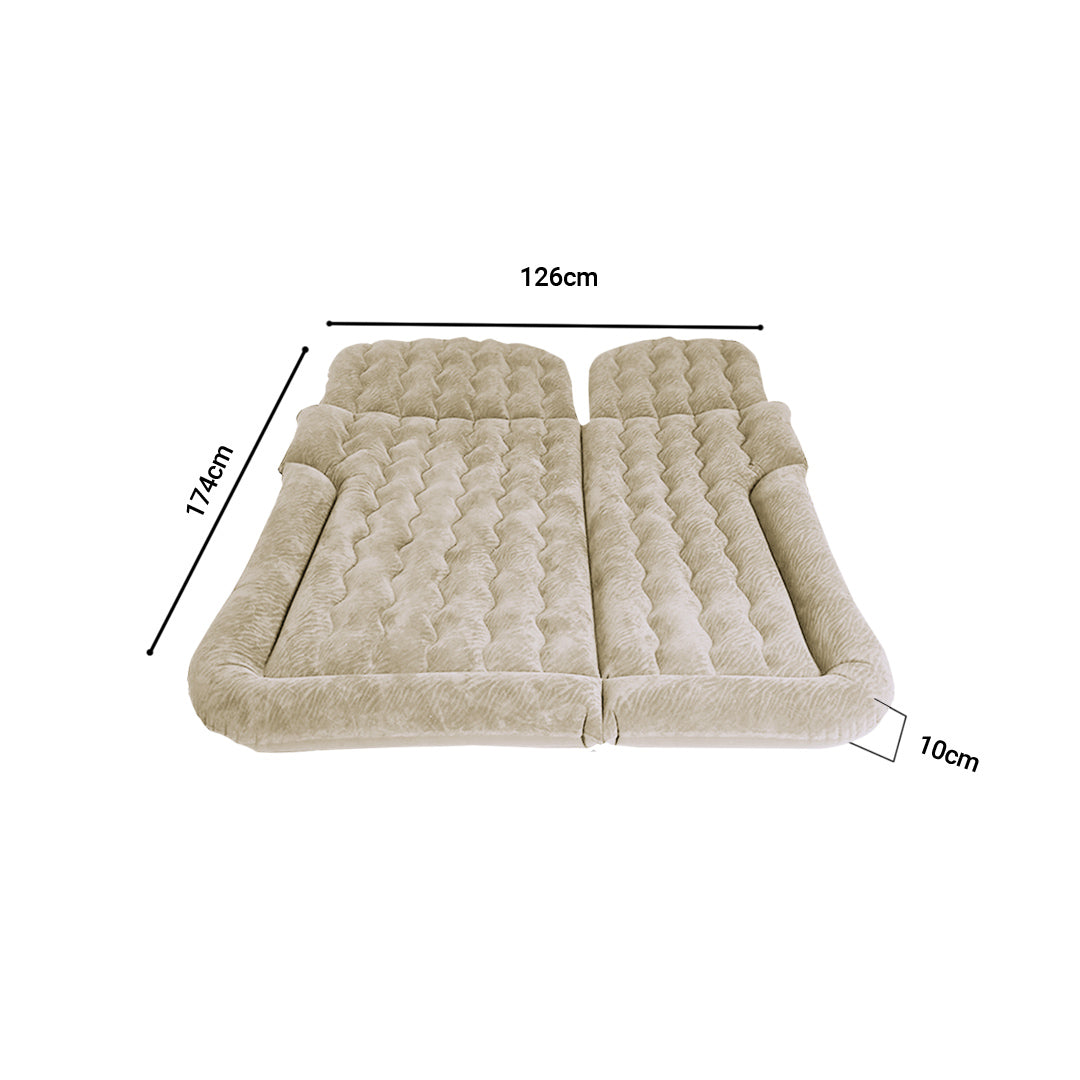 SOGA Beige Inflatable Car Boot Mattress Portable Camping Air Bed Travel Sleeping Essentials • LUZ-CarMat015
