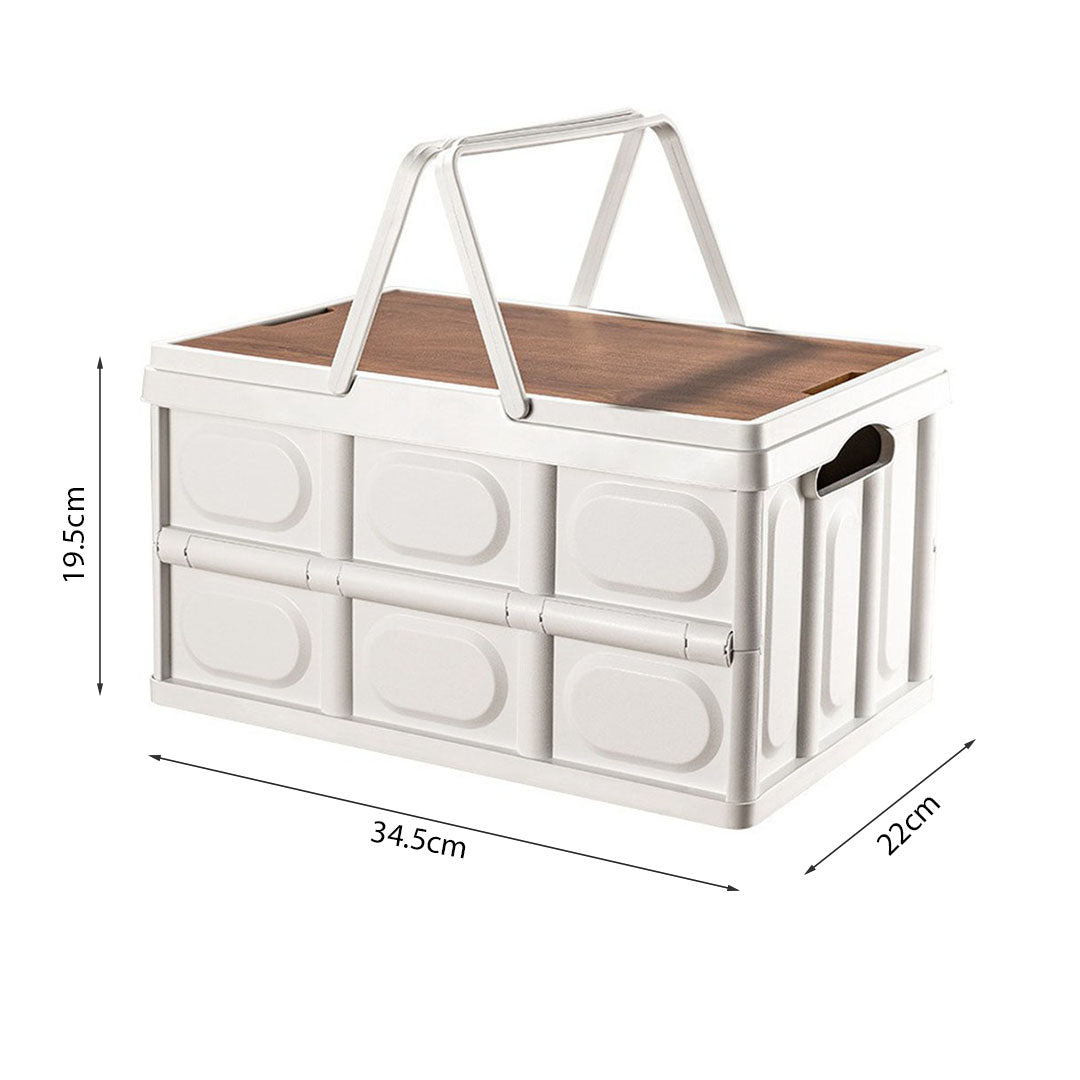 SOGA 34.5 cm 18L White Car & Camping Foldable Storage Box Crate Stackable Container with Handle • LUZ-StorageBox3706