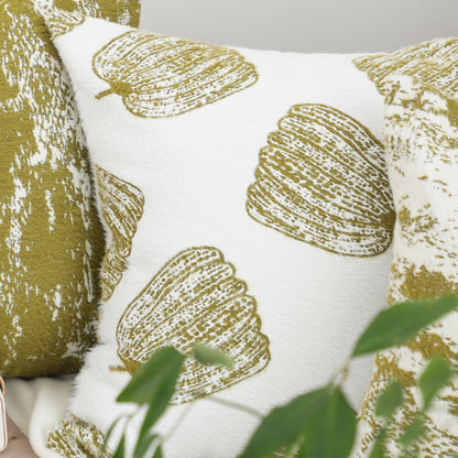SOGA 50cm Throw Pillow White with Olive Green Autumn Harvest Pumpkin Print Home Decor • LUZ-FrenchCushion329