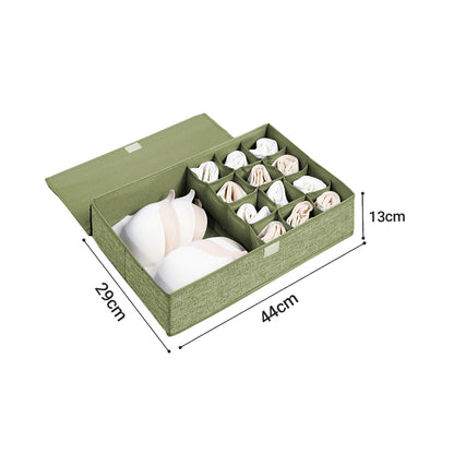 SOGA Green Flip Top Underwear Storage Box Foldable Wardrobe Partition Drawer Home Organiser • LUZ-SBox034