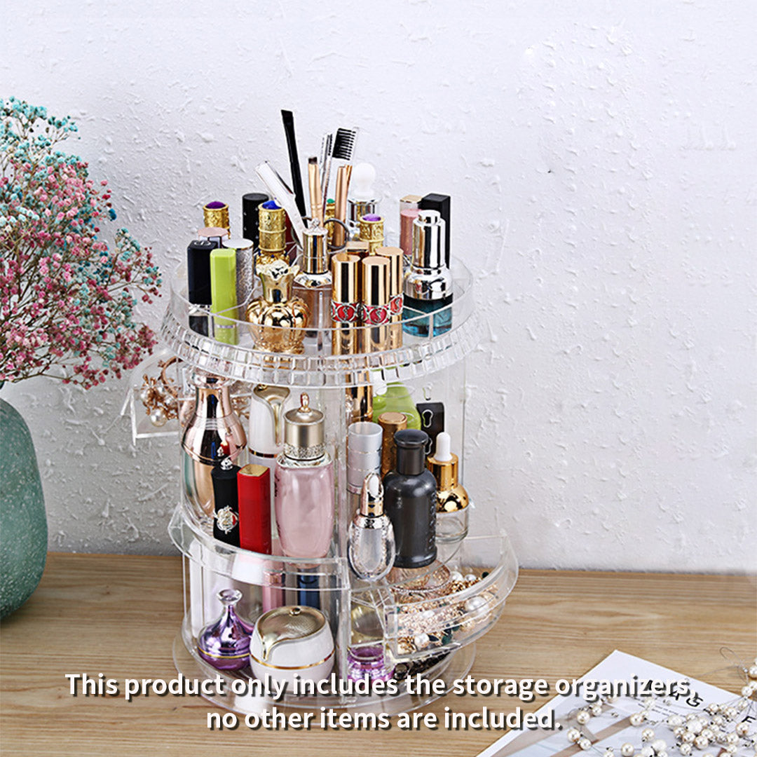 SOGA 2X 360 Degree Rotating Makeup Organiser Cosmetics Holder Display Stand Skincare Home Decor • LUZ-BathC105X2