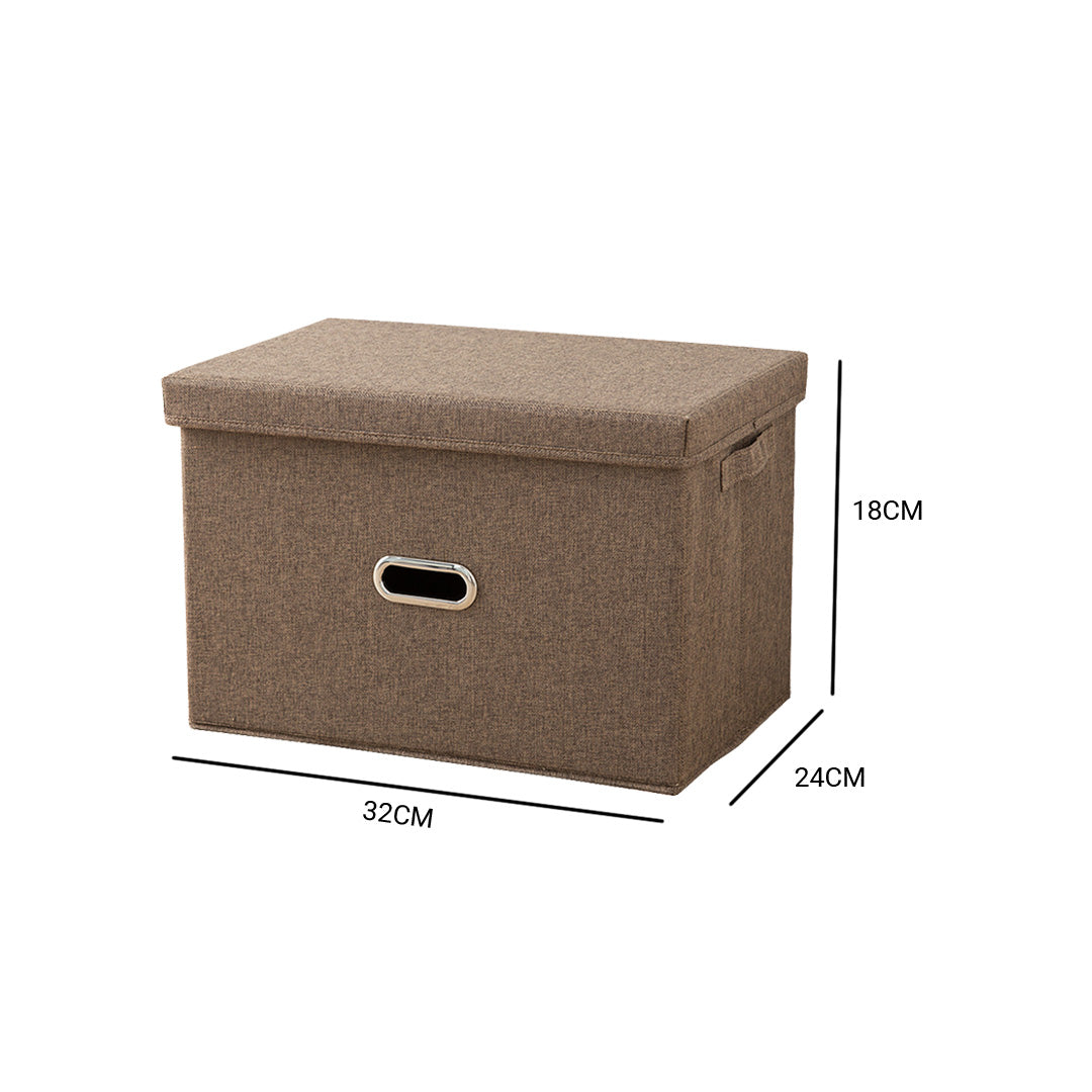 SOGA 2X Coffee Small Foldable Canvas Storage Box Cube Clothes Basket Organiser Home Decorative Box • LUZ-SBox009X2