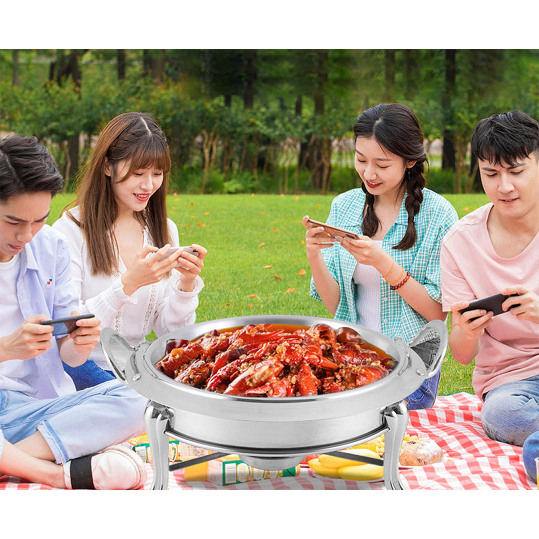 SOGA 2X Stainless Steel Round Buffet Chafing Dish Cater Food Warmer Chafer with Glass Top Lid • LUZ-ChafingDishSoupSilverX2