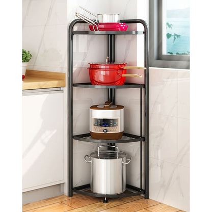 SOGA 4 Tier Steel Triangular  Corner Stand Multi-Functional Shelves Portable Storage Organizer • LUZ-KitchenXY025