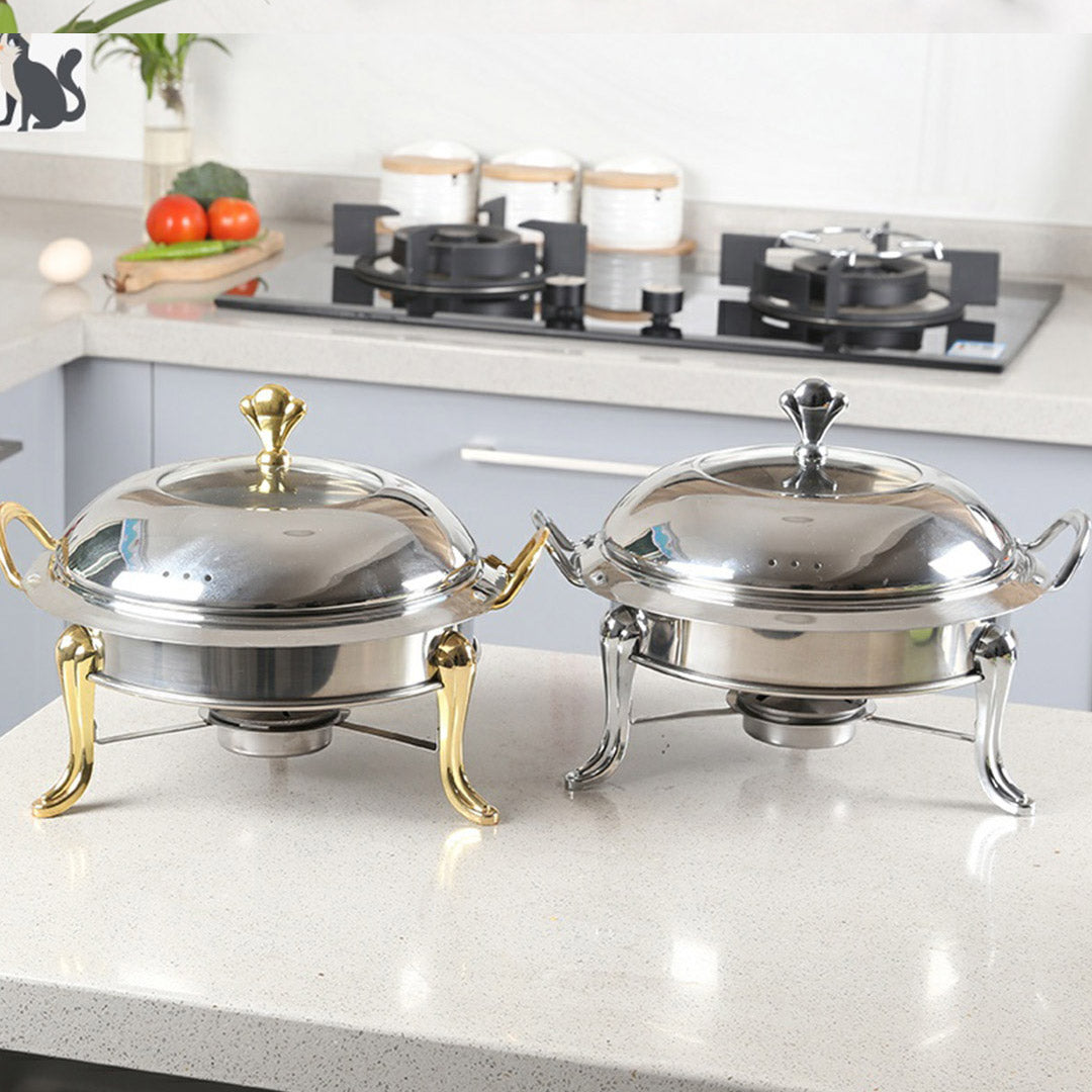SOGA Stainless Steel Round Buffet Chafing Dish Cater Food Warmer Chafer with Glass Top Lid • LUZ-ChafingDishSoupSilver