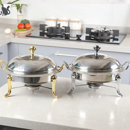 SOGA Stainless Steel Round Buffet Chafing Dish Cater Food Warmer Chafer with Glass Top Lid • LUZ-ChafingDishSoupSilver