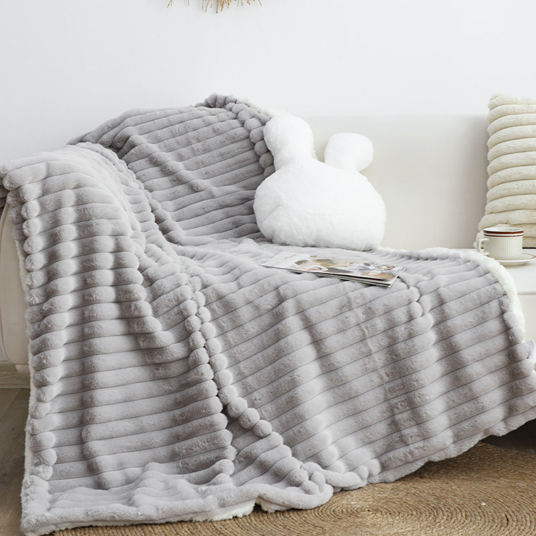 SOGA 2X 150x200cm Throw Blanket Smoke Gray Premium Milk Velvet Luxuriously Soft Cozy Bedding • LUZ-BlanketFur349X2