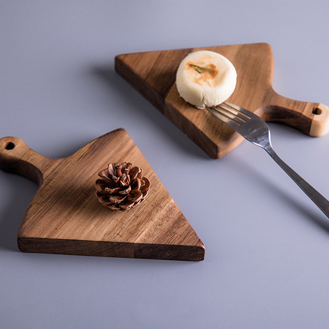 SOGA 6 pcs Brown Round Divisible Wood Pizza Server Food Plate Board Pizza Paddle Cutting Board Home Decor • LUZ-WodE588