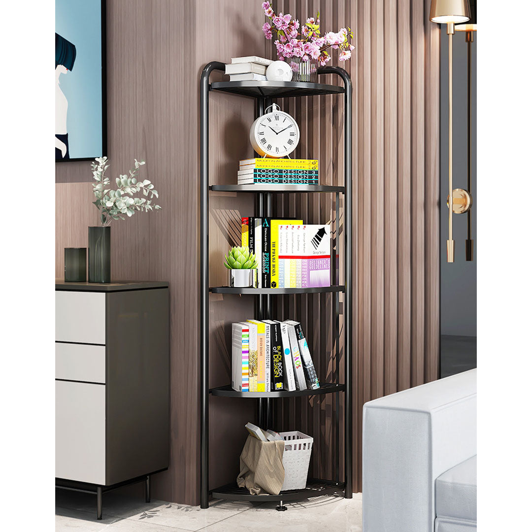 SOGA 5 Tier Steel Triangular  Corner Stand Multi-Functional Shelves Portable Storage Organizer • LUZ-KitchenXY026