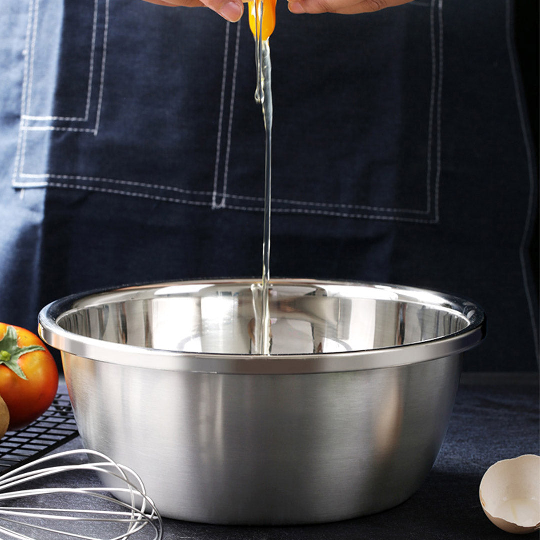 SOGA 3Pcs Deepen Polished Stainless Steel Stackable Baking Washing Mixing Bowls Set Food Storage Basin • LUZ-Bowl886