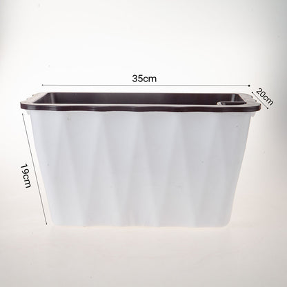 SOGA 35cm Small White Rectangular Flowerpot Vegetable Herb Flower Outdoor Plastic Box Garden Decor • LUZ-PlantBox3K