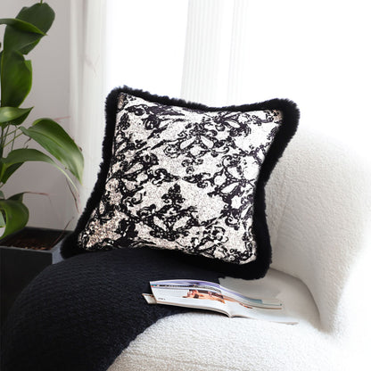 SOGA 45cm Vintage Black Herringbone Pillowcase Set & Square Throw Pillow • LUZ-FrenchCushion254