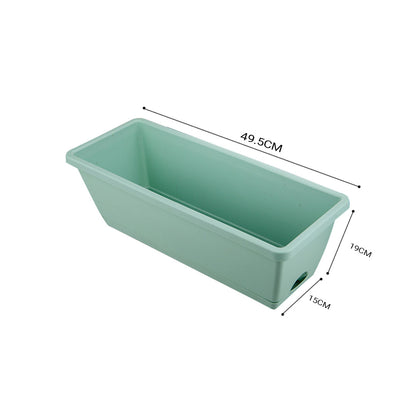 SOGA 49.5cm Green Rectangular Planter Vegetable Herb Flower Outdoor Plastic Box with Holder Balcony Garden Decor Set of 2 • LUZ-PlantBox2Y