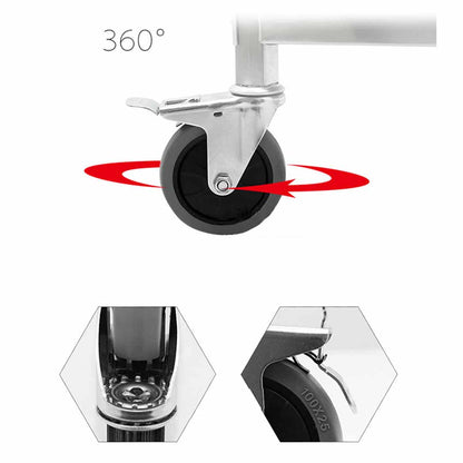 SOGA 2X 2 Tier 81x46x85cm Stainless Steel Kitchen Dining Food Cart Trolley Utility Round Small • LUZ-FoodCart1105X2