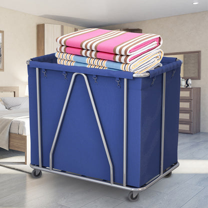SOGA Stainless Steel Commercial Large Soiled Linen Laundry Trolley Cart with Wheels Blue • LUZ-Soga057B