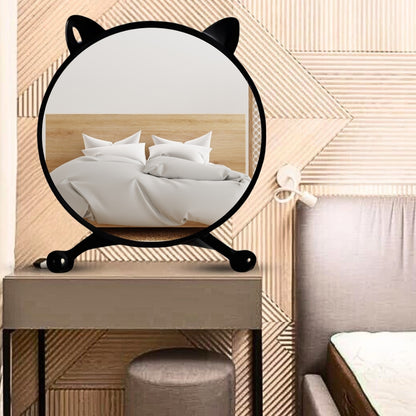 SOGA 40cm Black Smart Makeup Bedroom Table Mirror Cat Ear Style No LED Light LUZ-MirrorE4