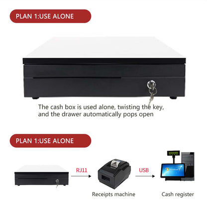 SOGA 2X Black Heavy Duty Cash Drawer Electronic 4 Bills 8 Coins Cheque Slot Tray Pos 410 • LUZ-CashDrawer410X2