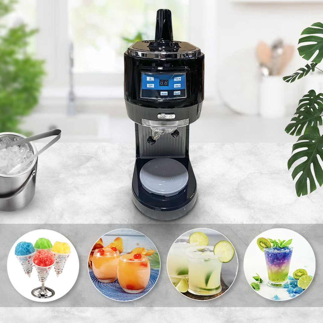 SOGA 2X 300 Watts Electric Ice Shaver Automatic Crusher Slicer Commercial Machine 70kgs/h Black • LUZ-IceShaverBY208SX2