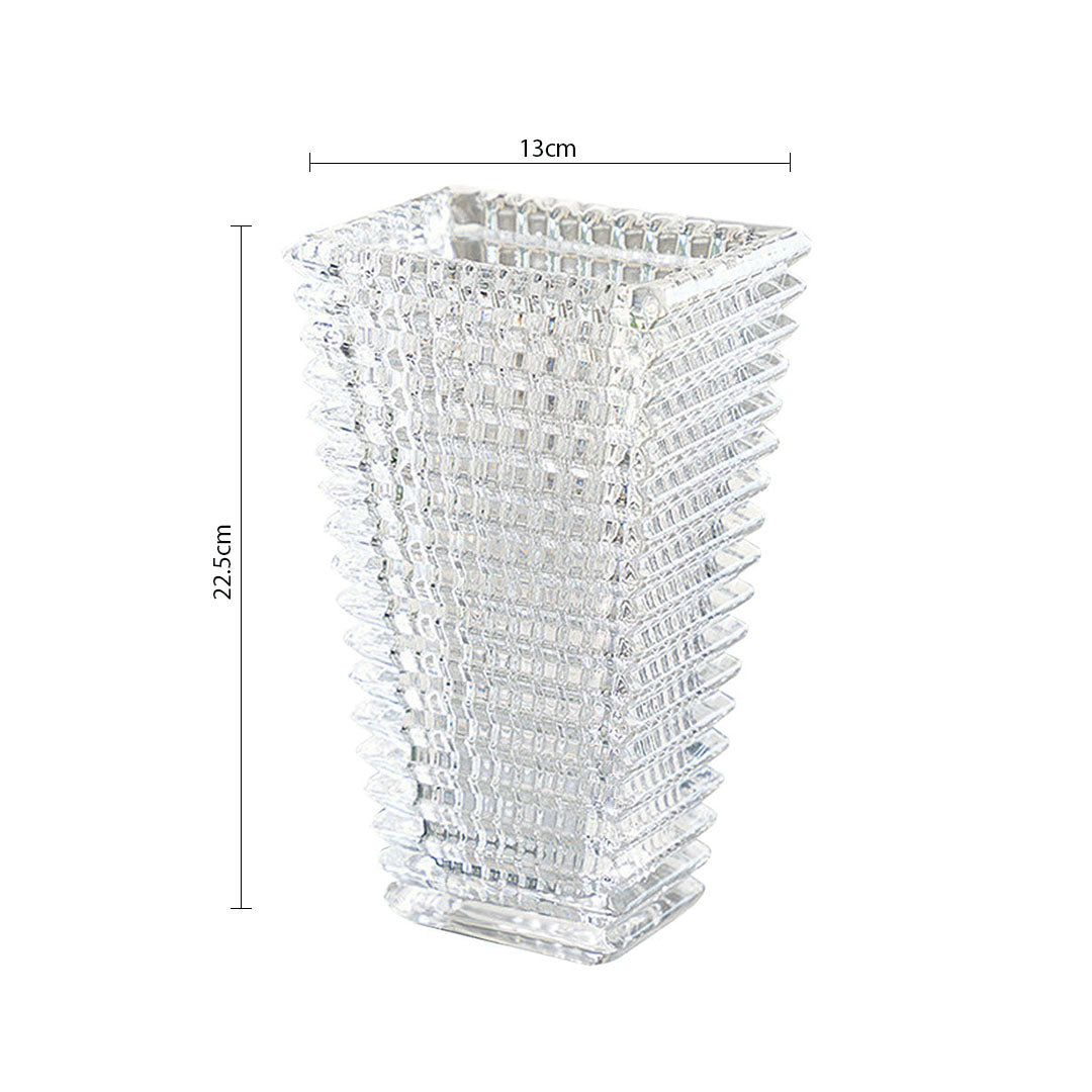 SOGA 22.5cm Handcrafted Clear Glass Vase, Classic Design for Home Decor • LUZ-GVase225Clear