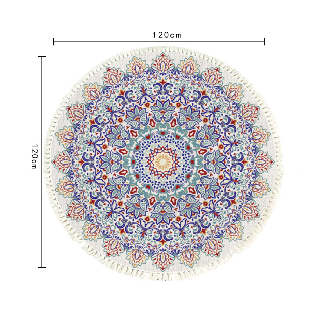 SOGA 120cm Mandala Area Rug for Living Room Lounge, Bedroom, Anti-slip Doormat, Home Decor • LUZ-CarpetXLS14Lge