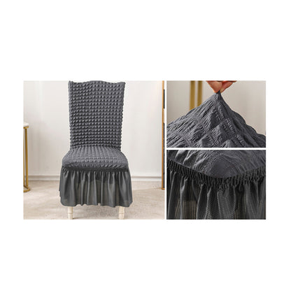SOGA Dark Grey Chair Cover Seat Protector with Ruffle Skirt Stretch Slipcover Wedding Party Home Decor • LUZ-Chaircov25E