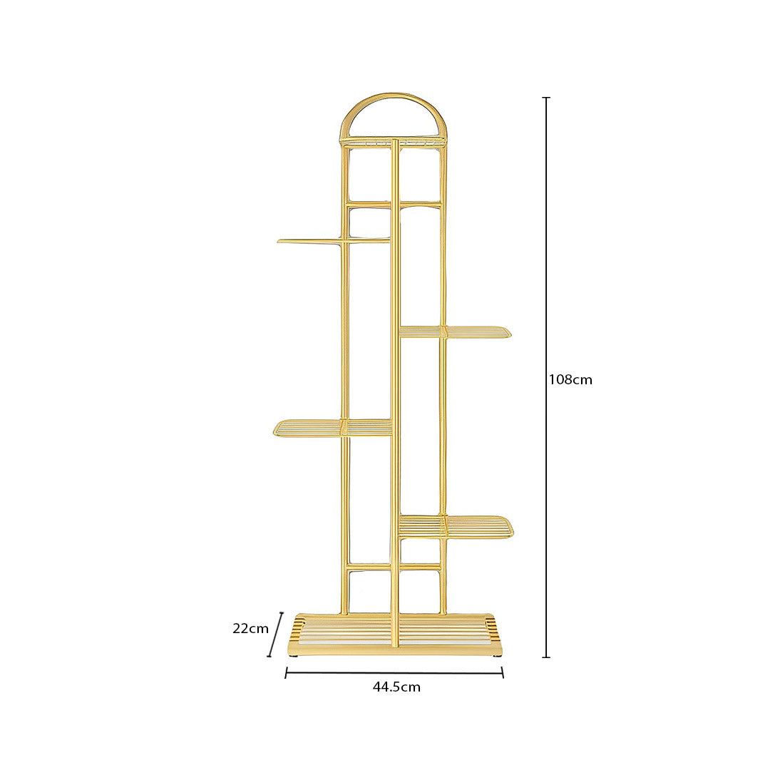 SOGA 2X 6 Tier 7 Pots Gold Metal Plant Stand Flowerpot Display Shelf Rack Indoor Home Office Decor LUZ-FPotH14X2