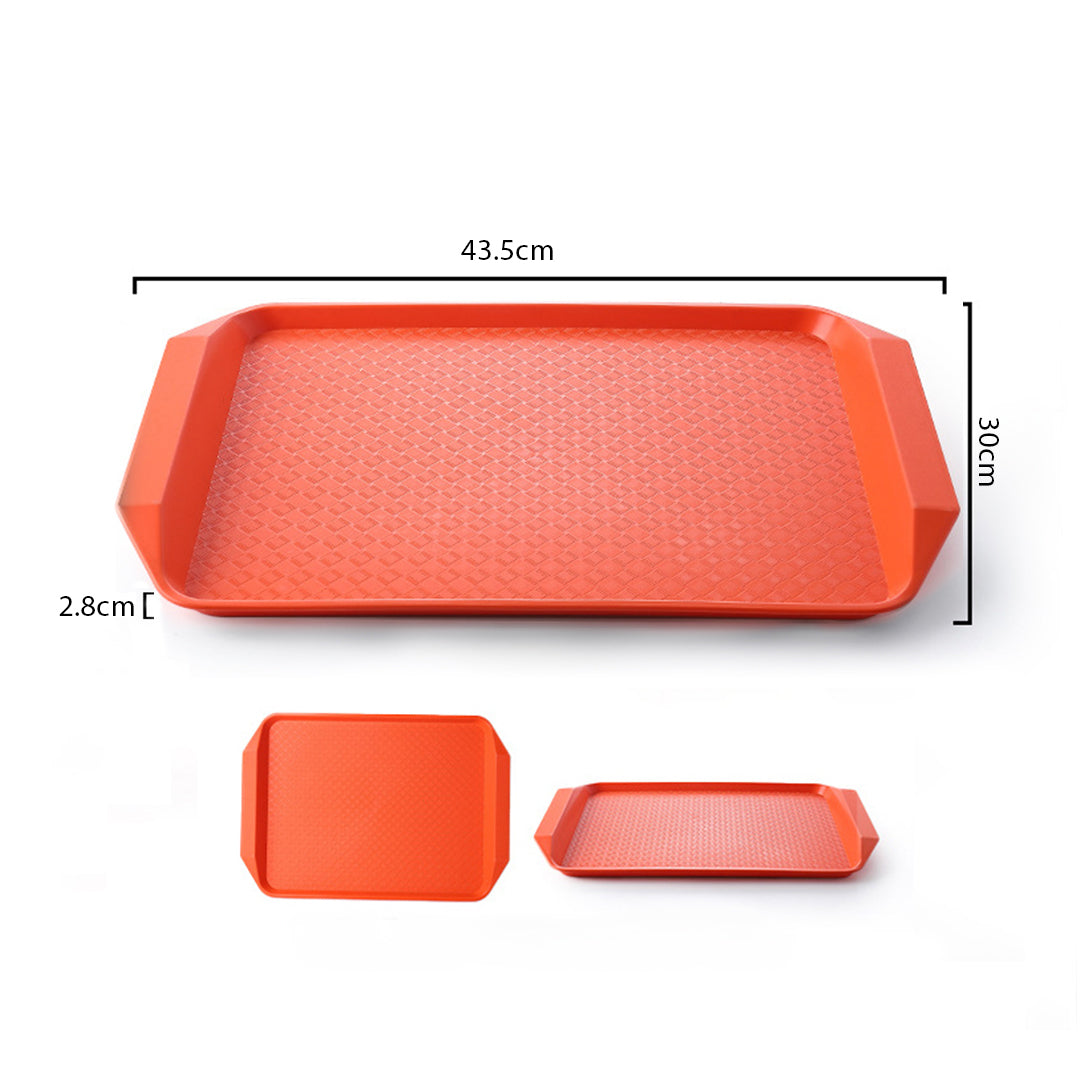 SOGA Rectangular Serving Tray Heavy Duty Waterproof Stackable Plastic Food Snack Pan Set of 5 Orange • LUZ-PVPlateOrangeX5