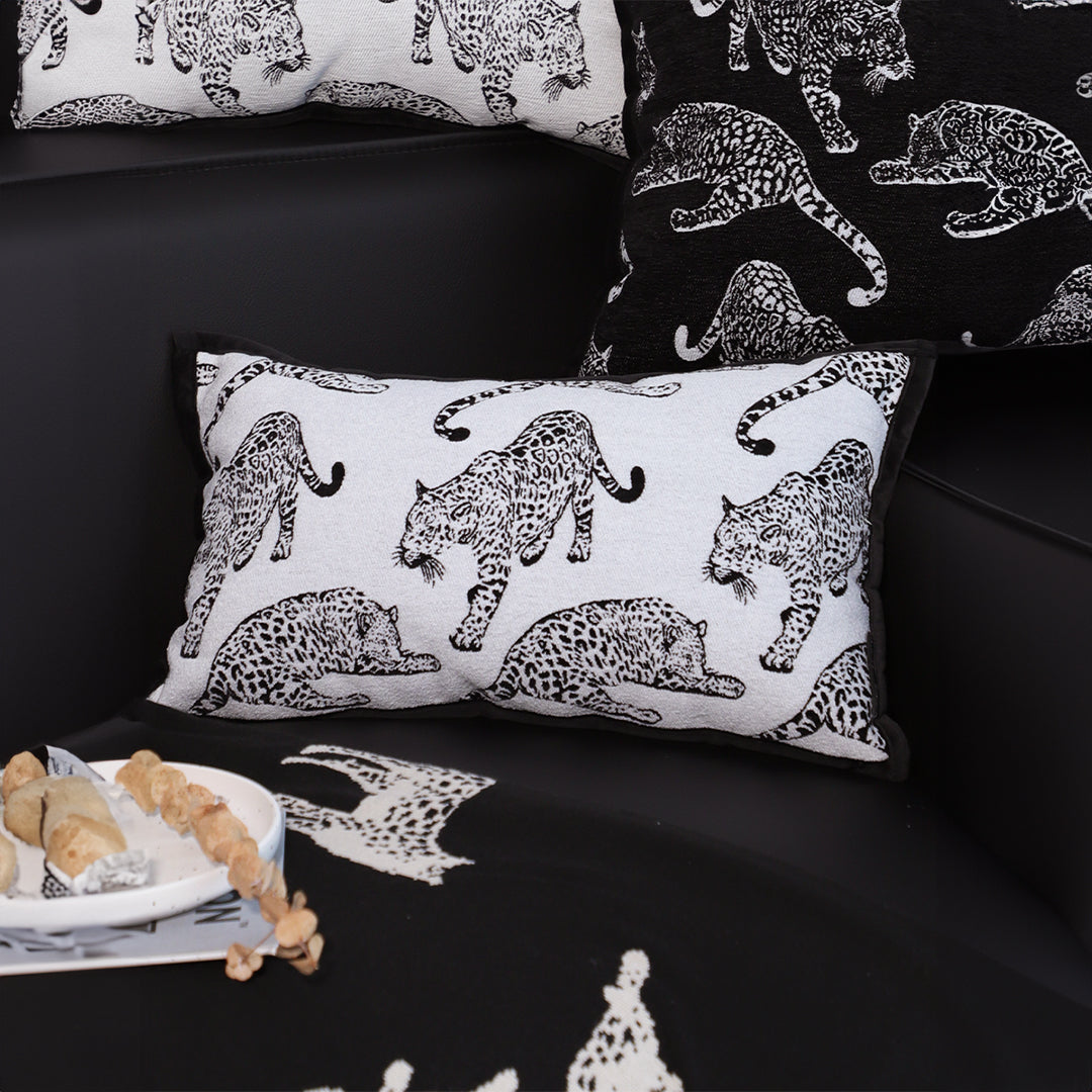 SOGA 2X 30cm Throw Pillow White &  Black Leopard Light Luxury Lumbar Decorative Cushion for Living Room • LUZ-FrenchCushion296X2
