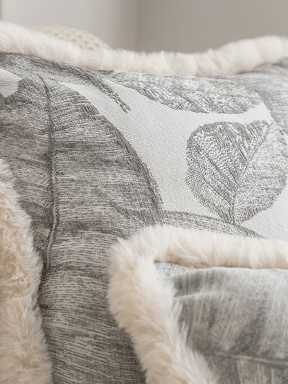 SOGA 35cm Wabi-sabi Rectangular Raised Embroidery Leaf & Lumbar Throw Pillow • LUZ-FrenchCushion261