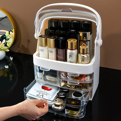 SOGA 3 Tier White Countertop Makeup Cosmetic Storage Organiser Skincare Holder Jewelry Storage Box with Handle • LUZ-BathC103