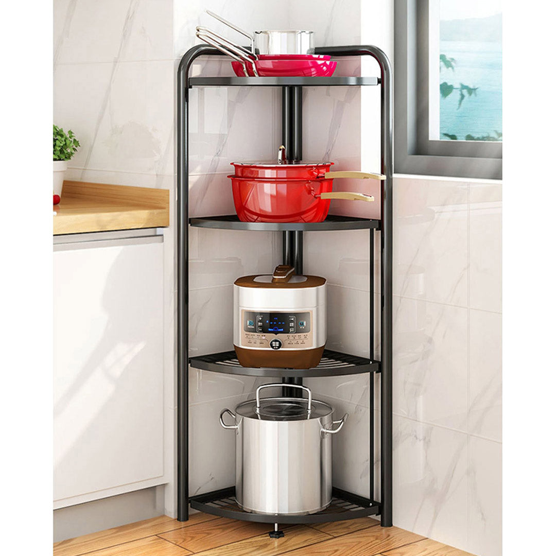 SOGA 2X 4 Tier Steel Triangular  Corner Stand Multi-Functional Shelves Portable Storage Organizer • LUZ-KitchenXY025X2