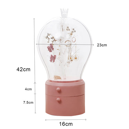 SOGA Pink 360 Degree Rotating LED Light 2 Layered Jewelry Storage Box Waterproof Dustproof Accessories Organiser LUZ-BathC907