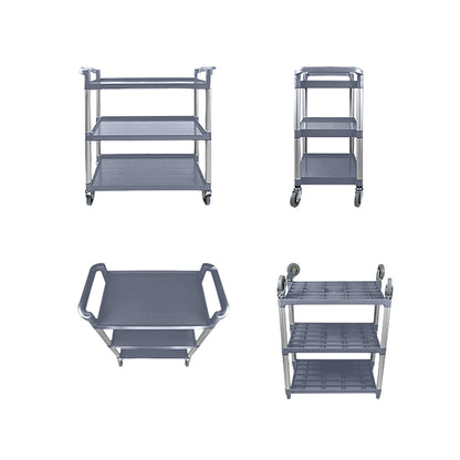 SOGA 3 Tier Food Trolley Portable Kitchen Cart Multifunctional Big Utility Service with wheels 830x420x950mm Gray • LUZ-FoodCart1522