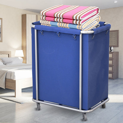 SOGA 2X Stainless Steel Commercial Square Soiled Linen Laundry Trolley Cart with Wheels Blue • LUZ-Soga057AX2
