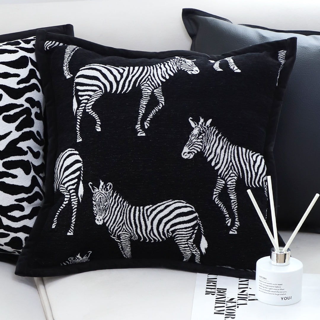 SOGA 45cm Black Light Luxury Zebra Cushion Decorative Square Pillow Living Room Home Decor LUZ-FrenchCushion290