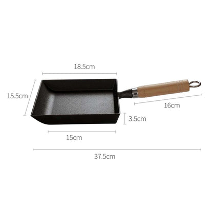 SOGA Cast Iron Tamagoyaki Japanese Omelette Egg Frying Skillet Fry Pan Wooden Handle • LUZ-ZPaiB5