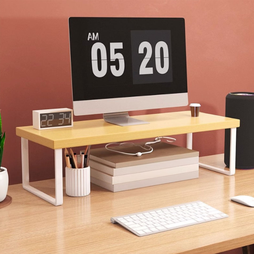 SOGA 2X 40cm Wood Computer Monitor Elevated Stand Desktop Support Station Rack • LUZ-Level003X2