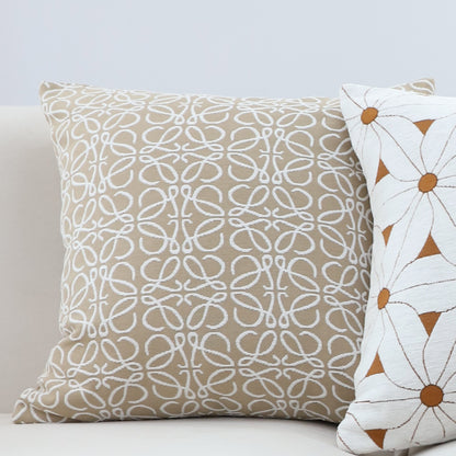 SOGA 2X 50cmThrow Pillow White and Beige Geometric Pattern Accent for Home Decor • LUZ-FrenchCushion337X2