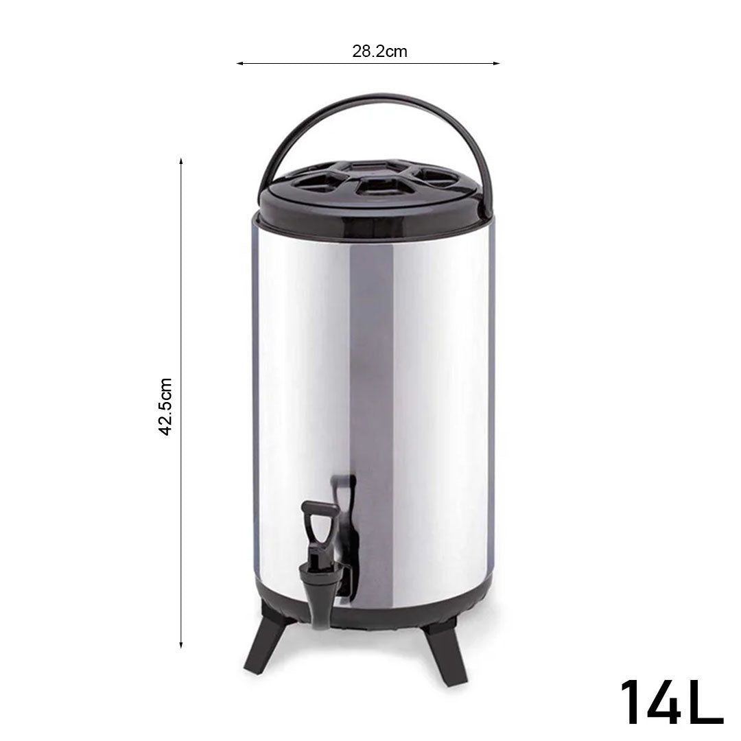 SOGA 4X 14L Portable Insulated Cold/Heat Coffee Tea Beer Barrel Brew Pot With Dispenser • LUZ-BeverageDispenser14LX4