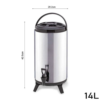 SOGA 4X 14L Portable Insulated Cold/Heat Coffee Tea Beer Barrel Brew Pot With Dispenser • LUZ-BeverageDispenser14LX4