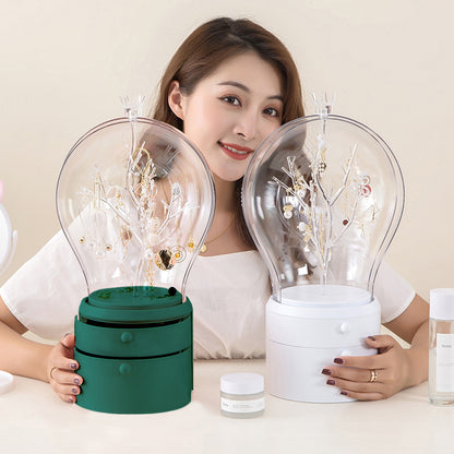 SOGA 2X Green 360 Degree Rotating LED Light 2 Layered Jewelry Storage Box Waterproof Dustproof Accessories Organiser • LUZ-BathC908X2